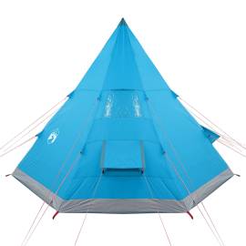 Cort de camping 4 persoane albastru, 367x367x259 cm, tafta 185t, 7 image