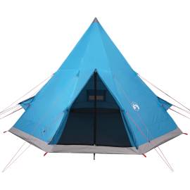 Cort de camping 4 persoane albastru, 367x367x259 cm, tafta 185t, 5 image