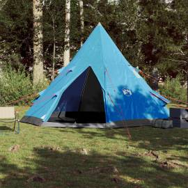 Cort de camping 4 persoane albastru, 367x367x259 cm, tafta 185t, 3 image