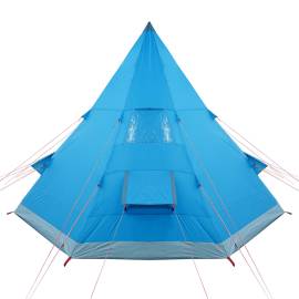 Cort de camping 4 persoane albastru, 367x367x259 cm, tafta 185t, 8 image