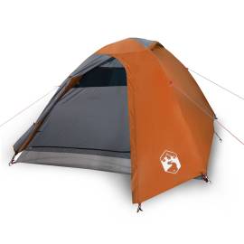 Cort camping 2 persoane gri/portocaliu 264x210x125cm tafta 185t, 2 image