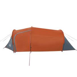 Cort camping 3 persoane gri/portocaliu 370x185x116cm tafta 185t, 8 image