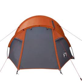 Cort camping 3 persoane gri/portocaliu 370x185x116cm tafta 185t, 7 image
