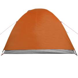 Cort camping 4 persoane gri/portocaliu 267x272x145cm tafta 185t, 8 image