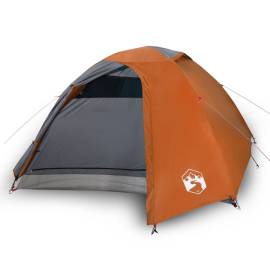 Cort camping 4 persoane gri/portocaliu 267x272x145cm tafta 185t, 2 image