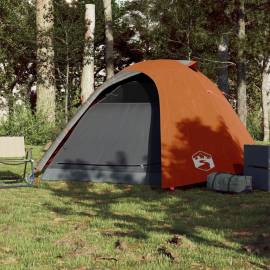 Cort camping 4 persoane gri/portocaliu 267x272x145cm tafta 185t, 3 image