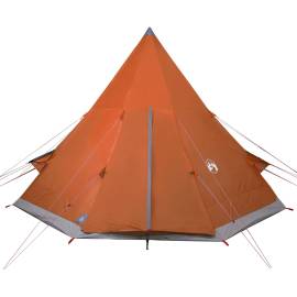 Cort camping 4 persoane gri/portocaliu 367x367x259cm tafta 185t, 6 image