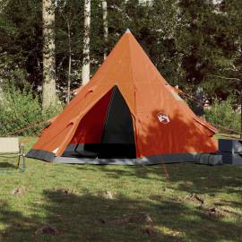 Cort camping 4 persoane gri/portocaliu 367x367x259cm tafta 185t, 3 image