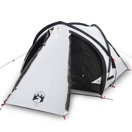 Cort de camping 2 persoane, alb, 320x140x120 cm, tafta 185t, 2 image