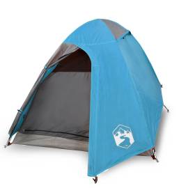 Cort de camping 2 persoane albastru, 254x135x112 cm, tafta 185t, 2 image
