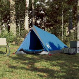 Cort de camping 2 persoane albastru 200x120x88/62 cm tafta 185t, 3 image