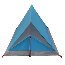 Cort de camping 2 persoane albastru 200x120x88/62 cm tafta 185t, 8 image