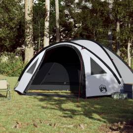 Cort de camping 4 persoane, alb, 300x250x132 cm, tafta 185t, 3 image