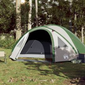 Cort de camping 4 persoane, verde, 300x250x132 cm, tafta 185t, 3 image