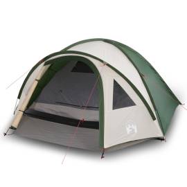 Cort de camping 4 persoane, verde, 300x250x132 cm, tafta 185t, 2 image