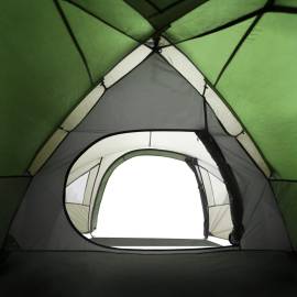 Cort de camping 4 persoane, verde, 300x250x132 cm, tafta 185t, 9 image