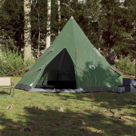 Cort de camping 4 persoane, verde, 367x367x259 cm, tafta 185t, 3 image