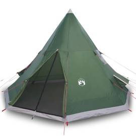 Cort de camping 4 persoane, verde, 367x367x259 cm, tafta 185t, 2 image