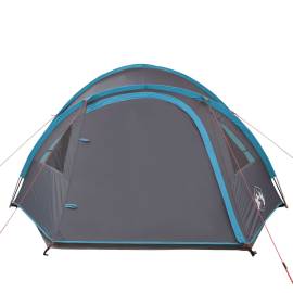 Cort de camping 4 persoane albastru, 300x250x132 cm, tafta 185t, 6 image