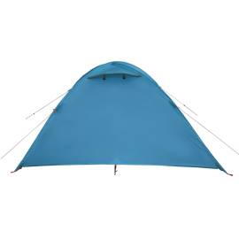 Cort de camping 4 persoane albastru, 300x250x132 cm, tafta 185t, 8 image