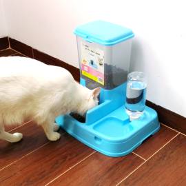 Distribuitor de alimente si apa pentru animale, 2in1, culoare Albastru, 4 image