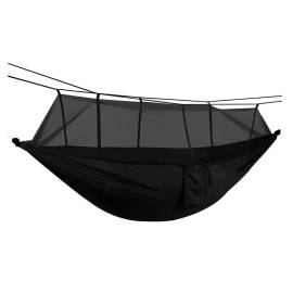 Hamac turistic din nylon cu plasa de tantari, culoare neagra, dimensiuni 260 cm x 140 cm, 3 image