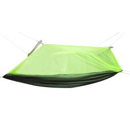 Hamac de Camping Dublu (2 persoane), 200 x 100 cm + Plasa de tantari, culoare Verde