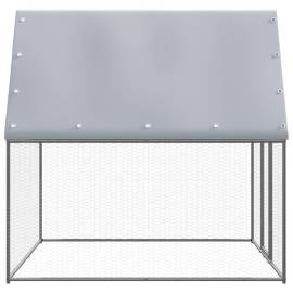 Coteț pentru pui, argintiu și gri, 2x2x2 m, oțel galvanizat, 3 image