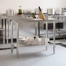 Masă de lucru bucătărie bordură antistropire 110x55x93 cm oțel, 3 image