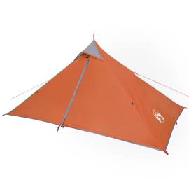 Cort camping 1 persoane gri/portocaliu 255x153x130cm tafta 185t, 5 image