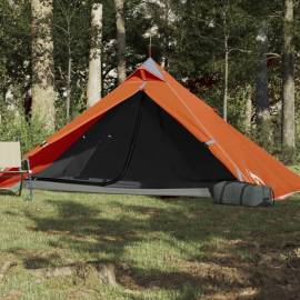Cort camping 1 persoane gri/portocaliu 255x153x130cm tafta 185t, 3 image