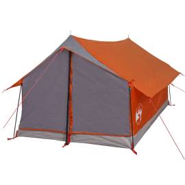 Cort camping 2 pers. gri/portocaliu 193x122x96 cm tafta 185t, 6 image