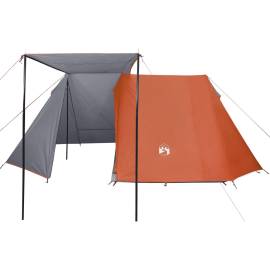 Cort camping 3 persoane gri/portocaliu 465x220x170cm tafta 185t, 7 image