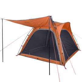 Cort camping 4 persoane gri/portocaliu 240x221x160cm tafta 185t, 4 image
