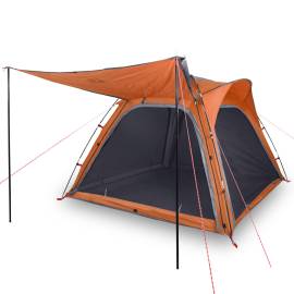 Cort camping 4 persoane gri/portocaliu 240x221x160cm tafta 185t, 2 image