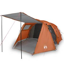 Cort camping 4 persoane gri/portocaliu 420x260x153cm tafta 185t, 2 image