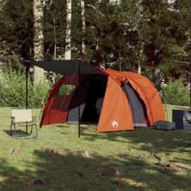 Cort camping 4 persoane gri/portocaliu 420x260x153cm tafta 185t, 3 image