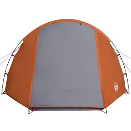 Cort camping 4 persoane gri/portocaliu 420x260x153cm tafta 185t, 6 image