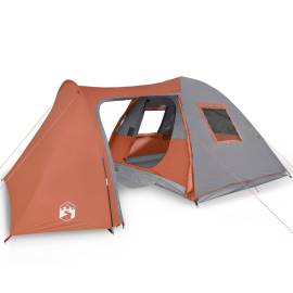 Cort camping 6 persoane gri/portocaliu 466x342x200cm tafta 185t, 2 image