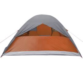 Cort camping 6 persoane gri/portocaliu 466x342x200cm tafta 185t, 9 image