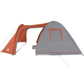 Cort camping 6 persoane gri/portocaliu 466x342x200cm tafta 185t, 7 image