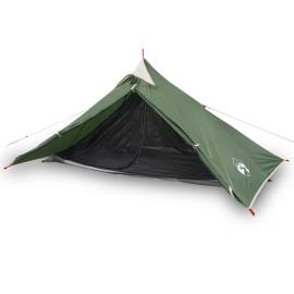 Cort de camping 1 persoane, verde, 255x153x130 cm, tafta 185t, 2 image