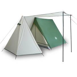 Cort de camping 3 persoane, verde, 465x220x170 cm, tafta 185t, 2 image