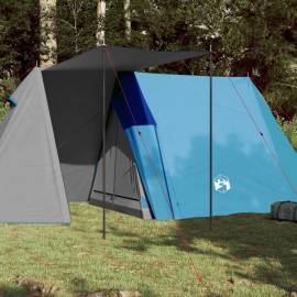 Cort de camping 3 persoane albastru, 465x220x170 cm, tafta 185t