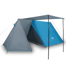 Cort de camping 3 persoane albastru, 465x220x170 cm, tafta 185t, 2 image
