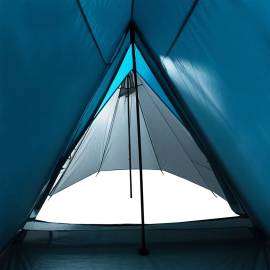 Cort de camping 3 persoane albastru, 465x220x170 cm, tafta 185t, 10 image