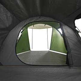 Cort de camping 4 persoane, verde, 420x260x153 cm, tafta 185t, 10 image