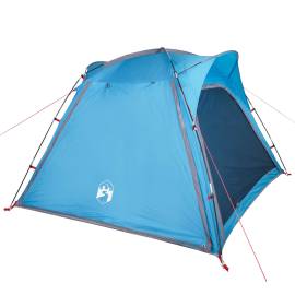 Cort de camping 4 persoane albastru, 240x221x160 cm, tafta 185t, 6 image