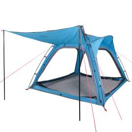 Cort de camping 4 persoane albastru, 240x221x160 cm, tafta 185t, 5 image