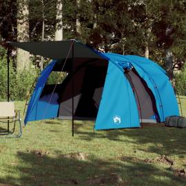 Cort de camping 4 persoane albastru, 420x260x153 cm, tafta 185t